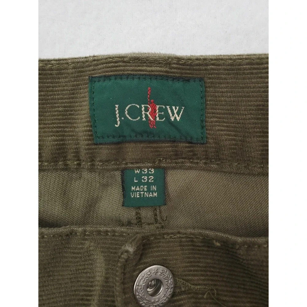 J.Crew Pants Mens 33x32 Green Oarsman 770 Straight Corduroy Chino Cords Stretch